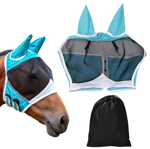 Fliegenmaske Pferd Fliegenmaske Pferd Cob Fliegenhaube Pferde Fliegenmaske Fliegenmaske Pony Kommt mit 1 Schwarzen Aufbewahrungstasche Fliegenhaube Bremsenmaske (L)