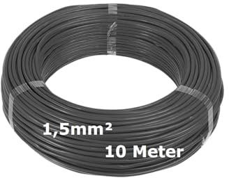 H07V-K Verdrahtungsleitung 1,5mm² schwarz - 10 Meter - feindrähtig Litze Kabel Leitung 1.5mm² 1 5mm2