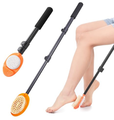 Callus Removal Foot with Scrubbing Pumice Stone (Pack of 1) - 3 in 1 Foot File Callus File for Hardened or Dry Skin, Retractable Long Handle Foot Brush 38-70 cm