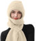 CheChury Strickmützen Damen Mützenschal Winter Integrierter Gehörschutz Winddichte Mütze Schal 2 in 1 Wintermützen und Schal Damen Kapuzenschal Frauen Winterschal Warme Mütze mit Fleecefutter,Beige
