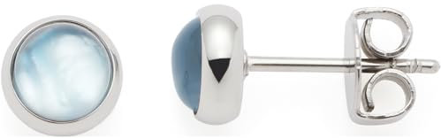 JEWELS BY LEONARDO Ohrstecker Bea grey, 1 Paar Stecker aus silberfarbenem Edelstahl, Glasstein mit unterlegtem Perlmutt in grau-blau, Schmuck Damen Geschenk, 024358