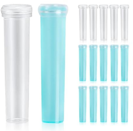 Visxcnu 20 Stück Blumenröhrchen, 7 * 1.5cm Wiederverwendbare Plastik Blumen Wasserröhrchen mit Kappen, Transparent Reagenzgläser für Blumengeschäfte
