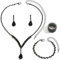 FDEETY Brautschmuck Set Hochzeit Kristall Halskette Armband Ohrringe Ring Abschlussball Brautparty Brautjungfer Schmuckset Verlobung Braut Geschenk für Freundin Mutter Ehefrau(Schwarz)