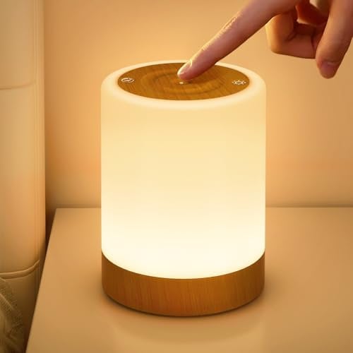 NIWOHOM Lamparas de Mesita de Noche Tactil Regulable, Lampara Mesita Noche con 256 RGB Color y 5 Modos, Luz Cálida Luz Nocturna Lampara Mesa LED Recargable USB con Función de Temporizador para Regalo