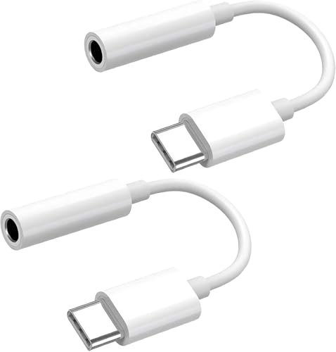 Adaptateur USB C Jack 3,5 mm, 2 Pack Adaptateur Jack Phone 16 15 Aux Casque Écouteurs Audio Type-C vers 3,5 mm DAC Convertisseur Prise Kompatibel mit Samsung Galaxy S24 S24 Ultra S23 S23 Ultra S22