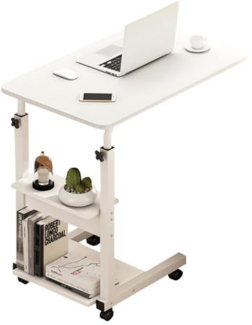 MAGIC SELECT Escritorio Portátil de Altura Ajustable Con Ruedas Para Cama o Sofá. Mesa Auxiliar de Oficina Para Ordenador. MDF y Acero (60x40cm)