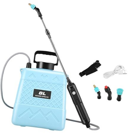 Folpus Pulverizador eléctrico para césped, pulverizador de jardín, pulverizador de Agua Recargable, versátil y eficiente, dispensador agrícola para Patio y, 8l Azul