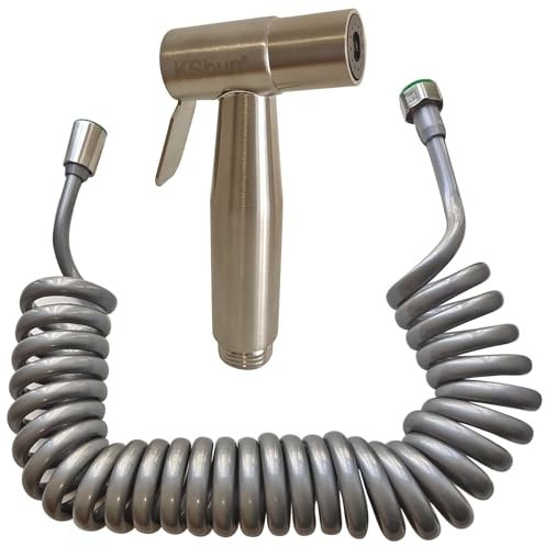 1/2” Inch Bidet Sprayer Hand Held Spraying Gun Set 304 Stainless Steel Pressure Added Including Spiral Hose Pipe 4m Usable Length Telescopic for Toilet Bathroom Sink Balcony Floor