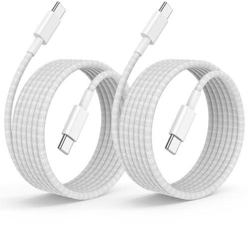 Cavo USB C USB C per iPhone 16 15, [2Pezzi 2M] Type C Cavi Ricarica Rapida Nylon Intrecciato Cavetto 60W per Apple iPhone 16 Pro Max/16 Pro/15 Pro Max/15 Plus, MacBook Pro,iPad 12.9/11 inch/Mini/Air 5