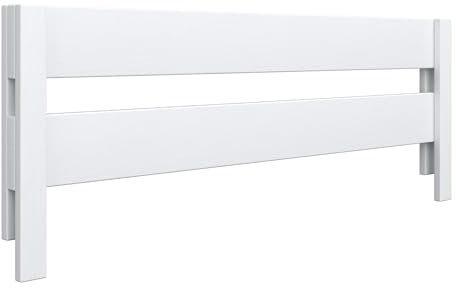 N-wood Barandilla de Cama de Madera Maciza, Barrera de Seguridad para Camas Loft, literas y Camas Individuales, Longitud 100 cm, Bordes Redondeados, Fácil Montaje, Blanco