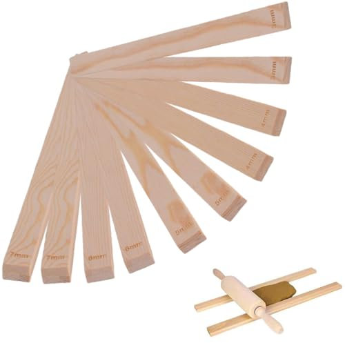 10 Rolling Pin for Clay, Clay Rolling Pin, Wooden Rolling Pin, Rolling Pin Guides Mud Stick Guides Rolling Pin Thickness Guides Pottery Tools Clay Tools Ceramic Tools Mud Tools (4 Sizes)
