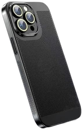 Vanqiang Thermal Cooling Phone Case for iPhone 16/15/14/13/12 Pro Max & Plus Heat Dissipation Cover Metal Frame with Honeycomb Ventilation (Black,For iPhone 15 Pro)