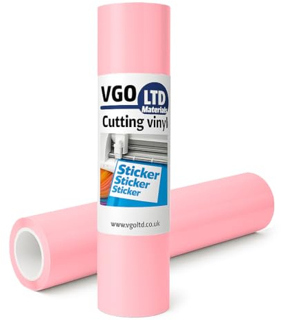 VGOLTD Permanent Adhesive Vinyl Roll –Glossy Self Adhesive Cutting Vinyl Easy Weed Vinyl for Decals Mugs Car Stickers & DIY Crafts Compatible with Cricut & Silhouette Machines (Baby Pink, 60 x 100 cm)