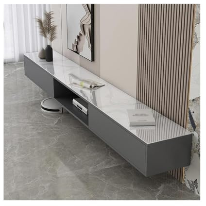 CJHFR472SG Medienkonsole Schwebender TV-Ständer, Wandmontage, TV-Medienkonsole mit Mehreren Ablagefächern, schwebender TV-Schrank Unterhaltungszentrum(Weiß,Klein)