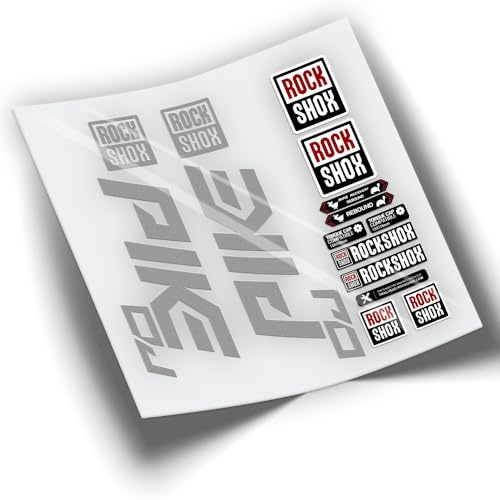 Ref: VP383 Aufkleber, kompatibel mit Rock-Shox PIKE DJ 2021-2025 MTB, Sticker, Aufkleber, Vinyl für Mountainbikes. (Silber)