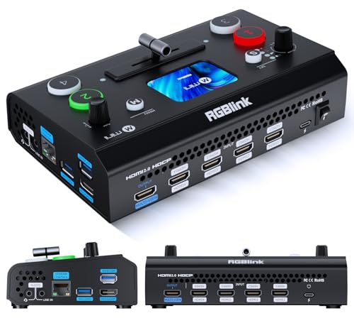 RGBlink Mini-V3-Video-Switcher mit anpassbaren Funktionen über TAO Cloud – 4K-HDMI-Switcher, 2,1-Zoll-Touchscreen, Multi-Cam-Live-Streaming, Dual-HDMI-Ausgang, Aufnahme und PTZ-Steuerung