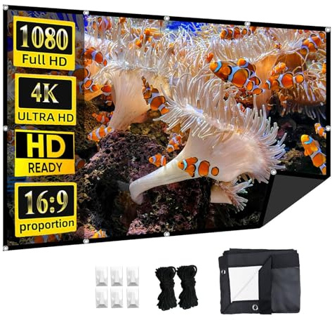 Black Backing Projector Screen, 60-150 Inch 16:9 HD 4K Wrinkle-Free Outdoor Portable Projection Screen for Backyard Movie Night(120 in)