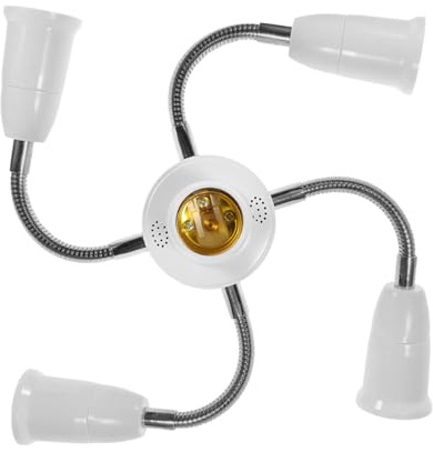GALPADA Multi-head Light Socket Extender with Flexible Hose Five-head Bulb Holder Adapter for Lighting in Home Office and Commercial Use Plastic Material