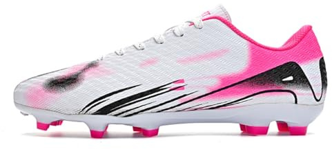 Football Boots Astro Turf Mens Boys Indoor Futsal Shoes Unisex Baseball Youth Rugby Shoes Adult AG FG TF Wide Training Sneaker Breathable (2.5,White AG)