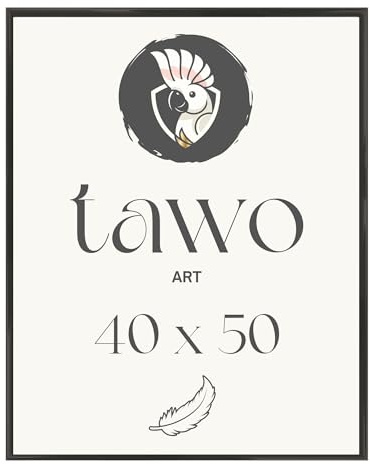 TAWO Bilderrahmen 40x50 Schwarz Fotowand Fotorahmen aus leichtem Kunststoff mit Glas Picture frame Poster