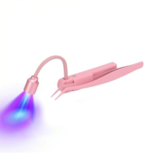 Plyisty 1W 395nm UV Eyelash Extension Curing Lamp for Salon Home Use, Pink | Flexible Gooseneck UV Lash Curing Light, 180° Adjustable, 2-3 Second Fast Curing, 250mAh Battery