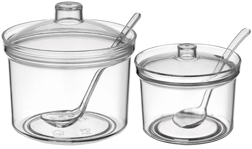 Happyyami Seasoning Jar 2 Sets Kitchen Condiment Pots Acrylic