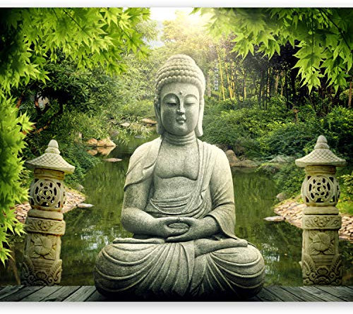murando - Vlies Fototapete Buddha 200x140cm - Foto Tapete Schlafzimmer Wohnzimmer Moderne Vliestapete XXL Wandtapete Motivtapeten 3d Effekt Wand Dekoration - Wald grün Zen Orient 10110903-12