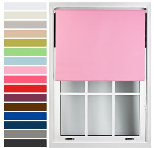 FURNISHED Custom-Made Premium Roller Blinds - Blackout Window Blinds with Metal Fittings - Thermal Insulated and Energy-Efficient - Made to Measure Pink, 180cm x 165cm