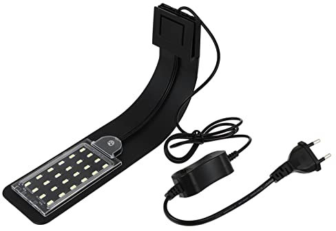 UEETEK Lampe LED Aquarium Ultra-Fin Lampe à Clip pour Aquarium pour Plante (Noir, Lumière Blanche)
