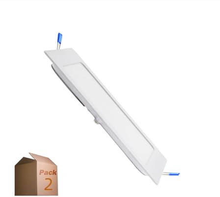 ONSSI Placa LED Cuadrada 220x220mm 20W Panel Superslim (Pack 2) Blanco Frío 6000k-6500k Empotrado LED