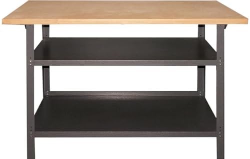 TrendLine Werkbank Arbeitsbank Tischlerbank 120 x 60 x 85cm 2 Ablageböden Arbeitstisch Werktisch grau pulverbeschichtet
