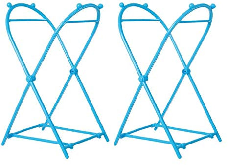 HEMOTON 2pcs Trash Bag Holder Rack Foldable Garbage Bag Bracket Stand Rubbish Bag Support Rack Dishcloth Organizer Rack for Bathroom Kitchen (Blue)