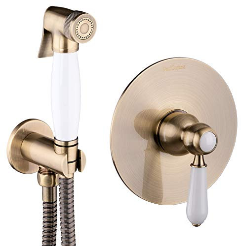 PaulGurkes Bidet-Unterputz Nostalgie Messing Gebürstet Retro Einhandmischer