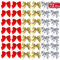 KARAA 72 Stück Klein Weihnachtsschleifen am Weihnachtsbaum Sliber/Gold/Rot Dekorative Band 5-6cm Anhänger für draußen Wetterfest Weihnachtsbaum Anhänger Weihnachtskranz Geschenk Party Dekoration