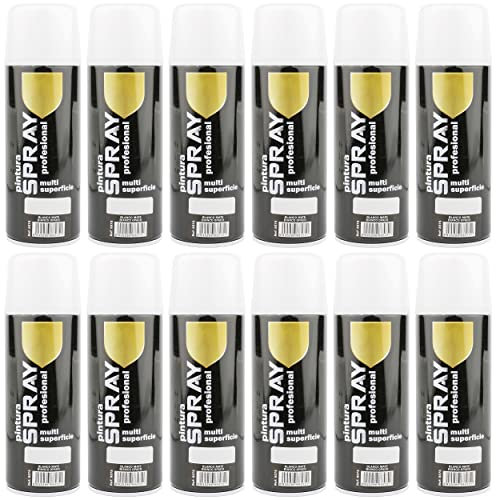 H HANSEL HOME Pintura Spray Blanco Mate 400 Ml - Pack de 12 Unidades