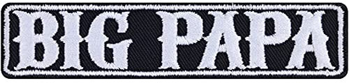 Rocker Aufnäher BIG PAPA Aufbügler Biker Patch zum annähen/aufbügeln | Jeans Flicken/Bügelbilder Motorradzubehör Rockabilly Big Daddy Applikation für alle Stoffe | 90x20mm
