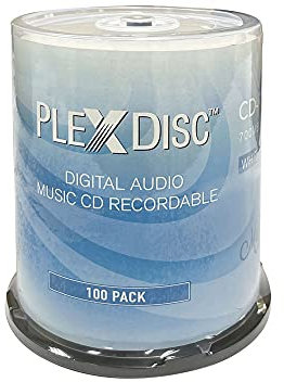 PlexDisc Digitale Audio-Musik-CD-R-Disc, 700 MB, für Tintenstrahldrucker bedruckbar, 100 Stück (FFP)