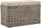 Rattan Wäschekorb Wäschetruhe Sitz gepolstert Honig, Flur-Bank Aufbewahrungsbox mit Deckel Bad-Hocker Sitzhocker Wäschesammler Sitz-Truhe Natur (Mehrfarbig, Rechteckig)