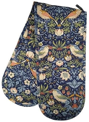William Morris Strawberry Thief Navy Double Oven Glove Quilted