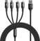 UZAHSK Multi Cavo Di Ricarica 4A/3M 4 in1 Multiplo Cavetto iP/Micro usb/Tipo C Nylon Intrecciato Cavo di Ricarica USB Per Telefono15/14/13/12/11/X/Galaxy/P50/Xiaomi/Nexus/Kindle/LG.(Nero)