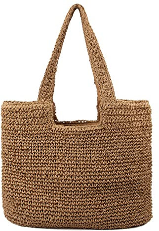 EVEOUT Shoppers de paja para Mujer Bolsos totes Verano Estilo bohemio grande Bolsos de hombro de paja de playa