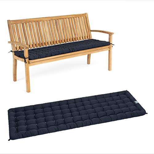 HAVE A SEAT Living - Gartenbank Auflage 180 cm - Bequeme Bankauflage Outdoor, 7 cm Dick - Waschbar bis 95°C, Orthopädisch, Wetterfest - Made in Germany (180x48 cm, Marine-Blau)