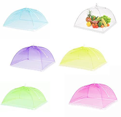 6Pcs Cubierta Protectora Alimentos Fresca, Mosquitera Comida Desplegable Cubre Platos, Cubierta de Malla Plegable para Alimentos para Cocina, Barbacoa, Picnics, Fiesta al Aire Libre