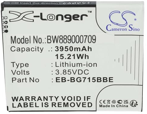 vhbw Akku kompatibel mit Samsung Galaxy Xcover Pro SM-G715, SM-G715FN/DS, SM-G715U Handy Smartphone Telefon (3950mAh, 3,85V, Li-Ion)
