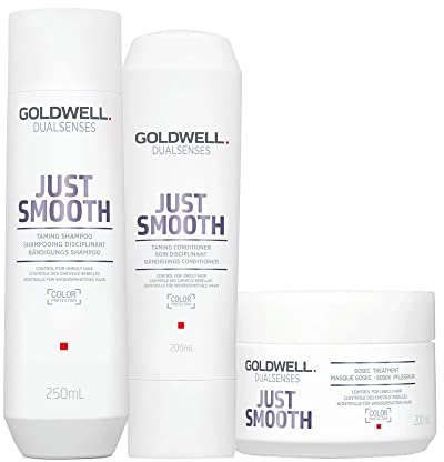 Goldwell Dualsenses Just Smooth Taming Shampoo 250ml Conditioner 200ml 60Sec Treatment 200ml