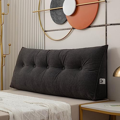 Dreieckiges Keilkissen, 200 x 50 x 20 cm, Lesekissen für Bett/Sofa, großes Lendenwirbelstützkissen mit abnehmbarem Bezug, weiches Rückenkissen zur Druckreduzierung
