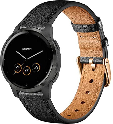 Issinlky echtes Lederarmband kompatibel Garmin Venu 2S/Venu 3S,Vivoactive 4S,Garmin Vivoactive 3S,18mm Armband für Fossil Women's Gen 5E 42 mm, Gen 6 42 mm, Fossile Q Venture Gen 3/Gen 4