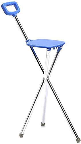 Stock, Hocker, Klapphocker aus Aluminium für ältere Menschen, Krücke, dreibeiniger Gehgestellsitz, rutschfestes Gehen, zusammenklappbarer Gehstock, Schwammgriff, Gehstock mit Behinderung für ältere