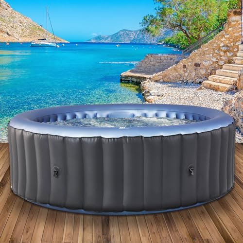 Bain à remous Gonflable BRAST® MSpa Bergen pour 4-8 Personnes | Plusieurs Tailles Ø180-224cm | Piscine extérieure | Utilisation Toute l'année | jusqu'à 144 Jets de Massage