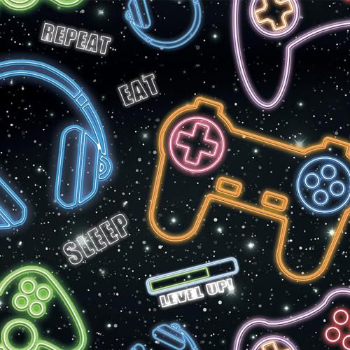 CHDITB Game Wallpaper for Boy Bedroom Peel and Stick Gamer Wallpaper Self Adhesive Removable Game Wall Mural for Walls(44x300cm)Game Console Controller Wallpaper Video Gamer Wall Sticker for Playroom